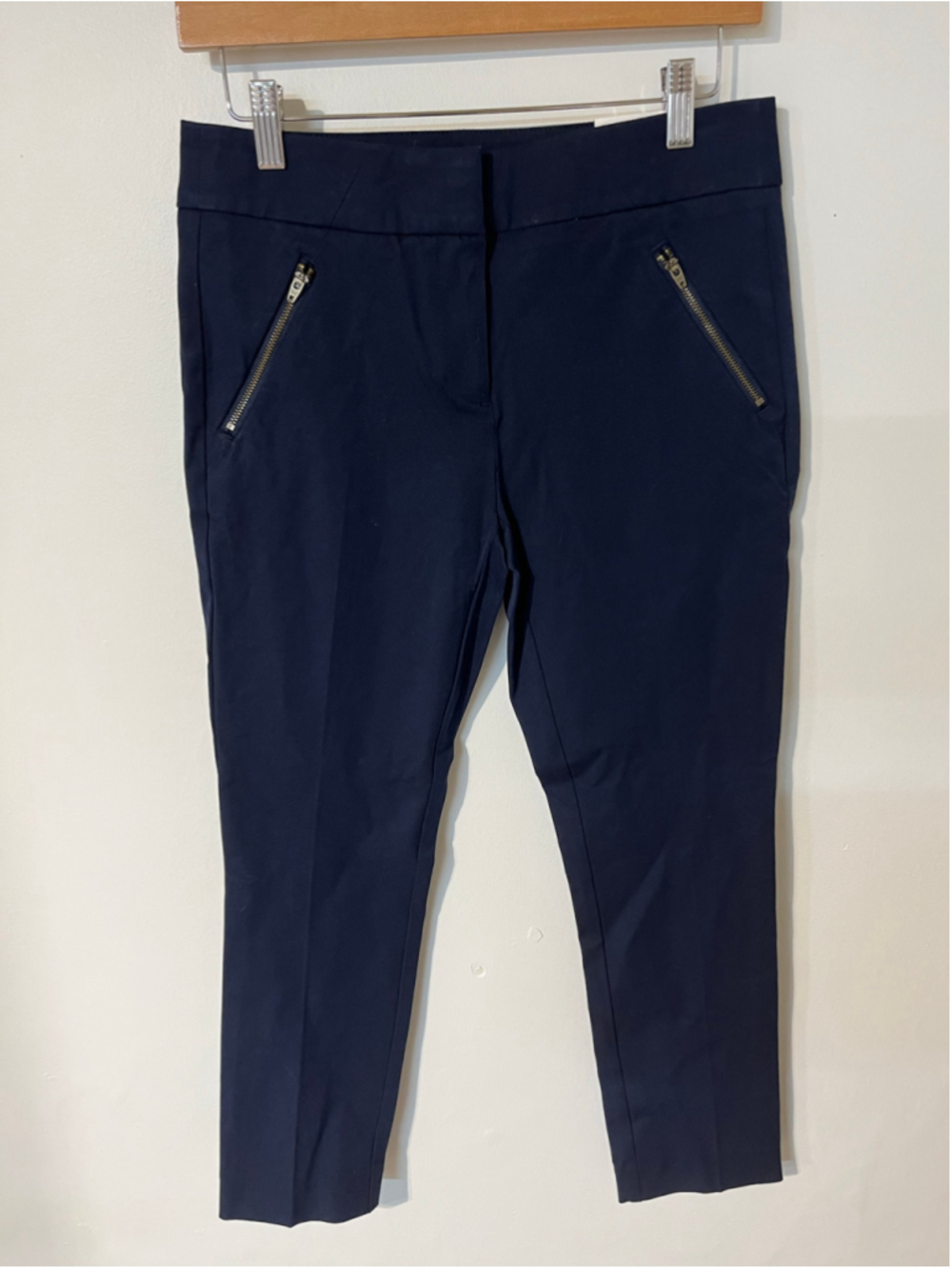 Women's LOFT Petite 4P Navy Trousers with Zipper Pockets